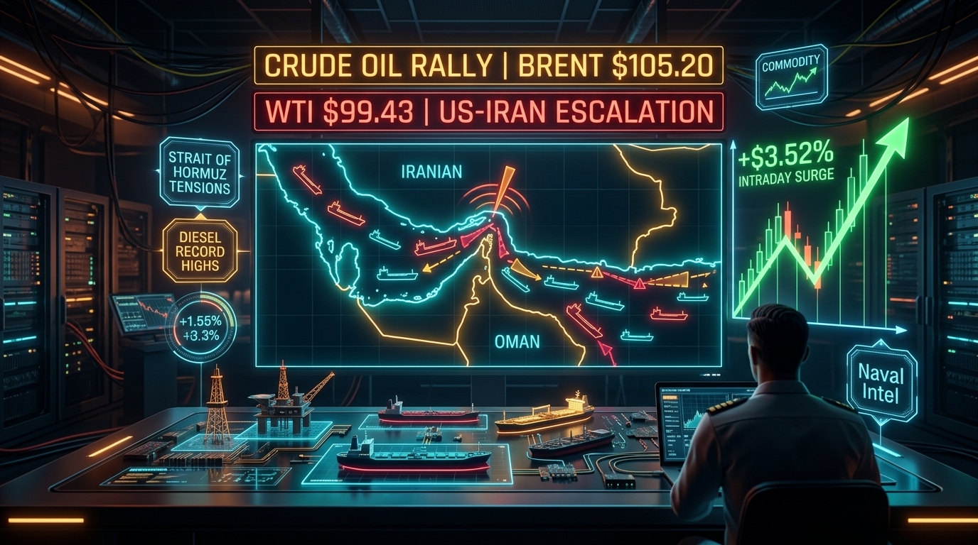 Crude Oil Nears $105 a Barrel as Iran War Escalation Sends Diesel to Record Highs