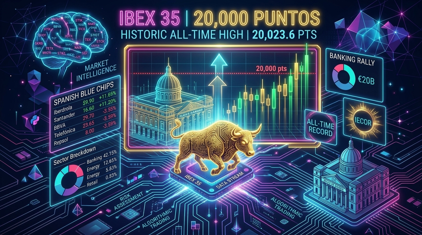 Spain's Ibex 35 Breaks Through 20,000 Points for the First Time in Its History